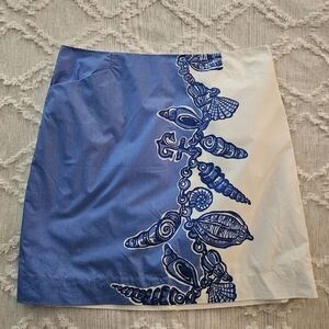 Lilly Pulitzer Nautical Blue & White Shell Skirt Size 4